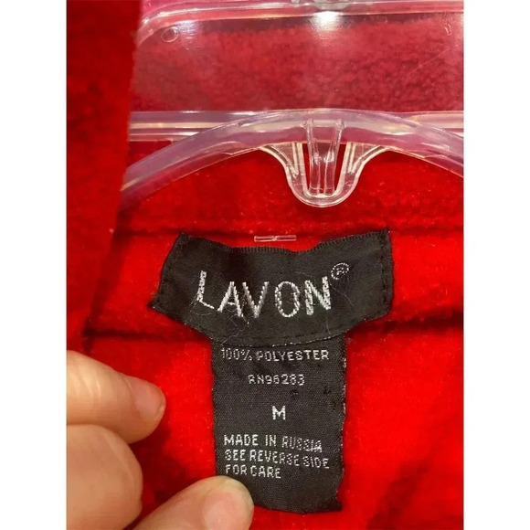 Lavon vintage Women's M Red Fleece Christmas 1/4 Zip Pullover Sweater - Picture 2 of 3